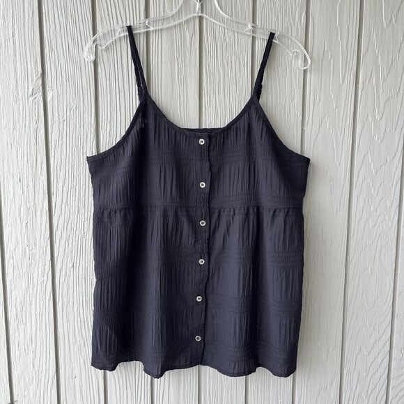 Jason Wu XL Black Tank Top Gold Buttons Front Adjustable Straps - Picture 10 of 11